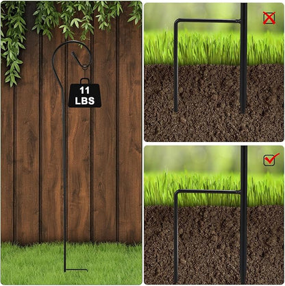 Hicarer 24 Pcs Shepherd Hooks 32 Inch Metal Rust Resistant Steel for Garden Outdoor Hanging Plant Basket Solar Light Lantern Bird Feeder Christmas Halloween Wedding Decor(Black)