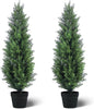 Two 3FT Tall Artificial Evergreen Trees, Beautiful and Realistic Human-Potted False Cypress, an Evergreen Plant for Home Porch Decoration,suitable for interior, office, living room and room decoration