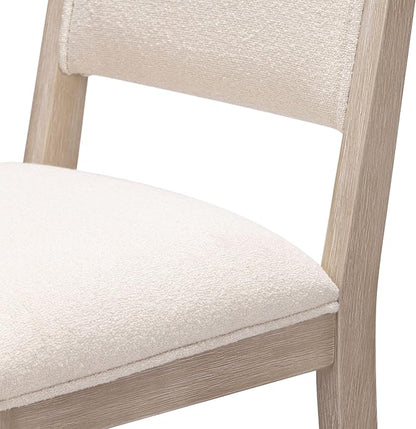 Plank+Beam Sereno Bar Stool, 30", Set of 2, Sturdy Wood Modern Kitchen Bar Height Stool, Upholstered Cushion Bar Chair with Back, Antique White/Ivory