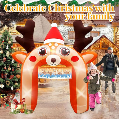 10 FT Giant Reindeer Inflatable Reno Inflable Christmas Deer Arch Decoration with LED Lights, Blow Up Decor for Outdoor Yard Lawn Sign Backdrop(Reindeer)