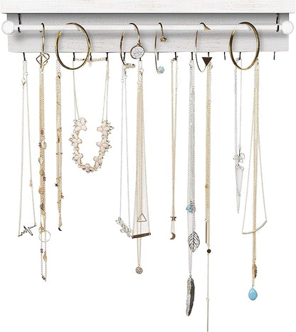 Rustic White Necklace Jewelry Organizer