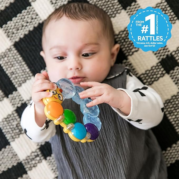 Baby Einstein Teether-Pillar Rattle and Chill Teething Toy, Ages 3 Months +