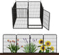 SunsGrove Tall Garden Fence with Gate, 40 in(H) x 17.8 ft(L) 8 Panels Heavy Duty Metal Animal Barrier Fence for Yard, Suitable for Indoor or Outdoor Dog Pet Fence, Garden Fence Border, Black