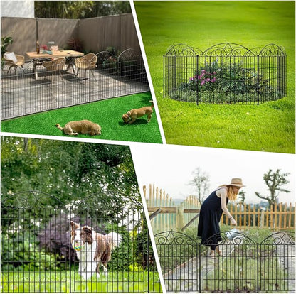 SUNLAX 5 Panels Garden Fence 10ft(L) x 24in(H) Fencing for Yard No Dig Animal Barrier Metal Dog Fence for Patio Outdoor Without Gate