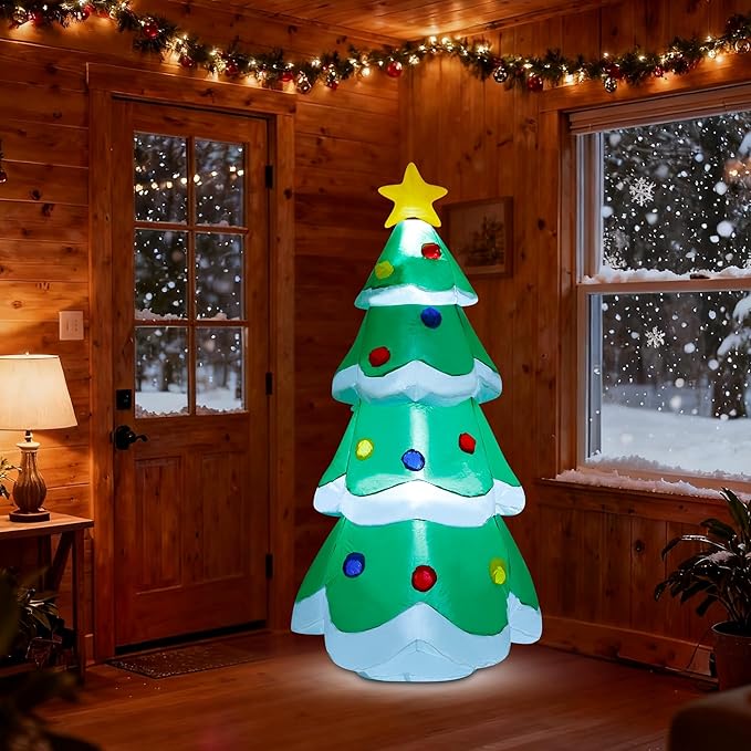 DR.DUDU 5 FT Inflatable Christmas Tree, LED Light up Xmas Tree Blow up Decorations for Christmas Party Indoor Outdoor Yard Garden Lawn Holiday Party