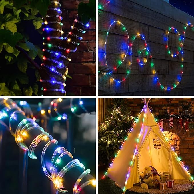 ANJAYLIA 33FT 100 LED Color Changing Rope Lights, 18 Colors Outdoor String Lights with Plug & Remote, Led Rope Lights Outdoor Waterproof, Christmas Lights for Bedroom Deck Halloween Decorations