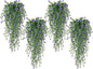 SJL Hanging Greenery 4pcs Realistic Artificial Plants Indoor Artificial Hanging Plants Outdoor Fake Eucalyptus Faux Ivy Plastic Flowers Leaves Decor for Bedroom Porch Wall (Purple)