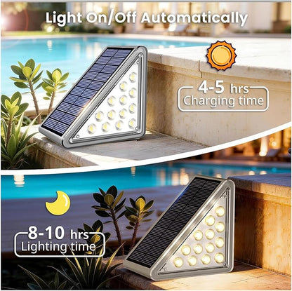 Solar Step Lights Outdoor Waterproof IP65,Warm White Solar Stair Lights, Outdoor Light Decor for Stair, Deck, Step, Porch and Outside Patio, 12 Pack