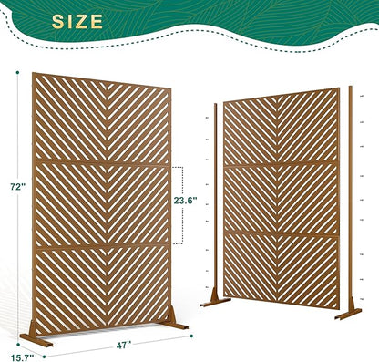 72" H×47" W Metal Privacy Screen Outdoor Privacy Screen Freestanding, Outdoor Privacy Screens and Panels for Patio Lawn Deck, Outdoor Privacy Panels Decorative Privacy Fence(Consists of 3 Panels)