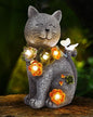 Solar Garden Statues Outdoor Decor, 6 LED Cat Flowers Butterfly Figurine Lights, Waterproof for Balcony Patio Porch Lawn Yard Ornament Art - Gift Ideas for Housewarming Gardening Grandma Women