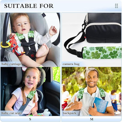 2 Pack Seatbelt Covers Seat Belt Cover Pad for Adults Boys Girls Car Seat Strap Covers Pads Cushion Universal Shoulder Strap Pad Protector for Backpack Camera Bag 6.5 Inch Green Nature St Patrick Clov