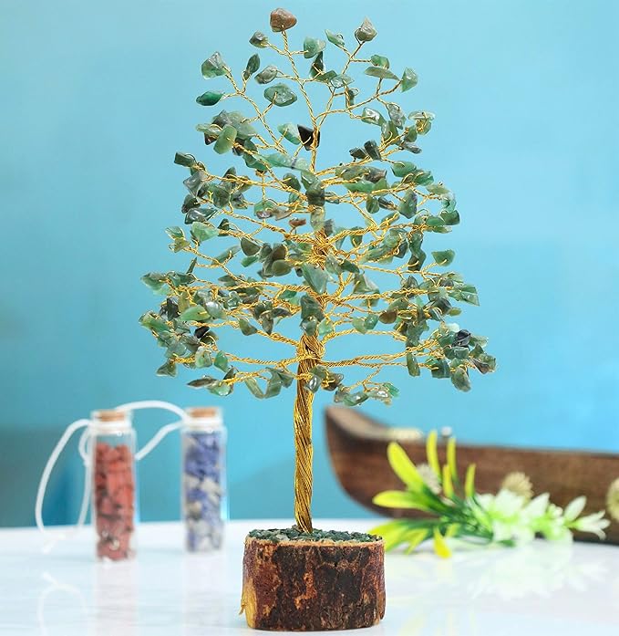 "Green Aventurine Healing Crystals Tree Bonsai Desk Decor for Women Room & Office Decor Spiritual Gift Meditation Crystals Home room decor cute house warming gifts for women Mom Birthday her - 10"""