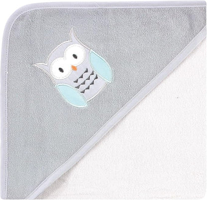 Hudson Baby Unisex Baby Cotton Rich Hooded Towels, Owl, One Size