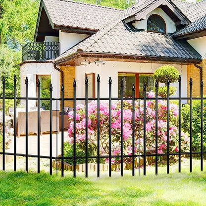 Metal Garden Fence 36" H x 28" W (5 Panels, 11.6 Ft Total) Rustproof Animal Barrier No Dig Decorative Fencing for Dogs,Pet, Yard,& Patio, Easy Installation