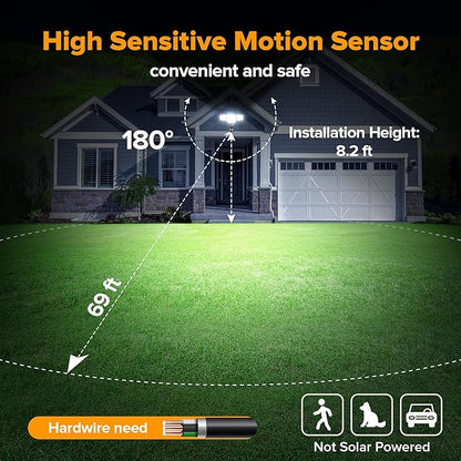 LUTEC 80W 9000LM LED Security Lights Hardwire Motion Sensor Outdoor Lights, 4 Head LED Flood Light Outdoor 5000K Daylight, IP65 Waterproof, Motion Detected Light for Outside, Garage, Yard (Brown)