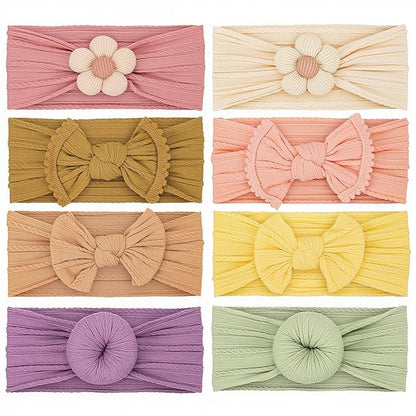 Baby Girls Headbands with Bows Soft Elastics Head Wrap Hair Accessories for Newborn Infant Toddler Kids