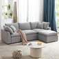 104.3 Inch L-Shaped Modular Sectional Sofa with Reversible Chaise and Pillows, Down Filled Upholstered Convertible Corner Couch for Living Room, Bedroom, Office, Apartment, Light Gray
