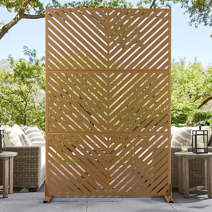 72" H×47" W Metal Privacy Screen Outdoor Privacy Screen Freestanding, Outdoor Privacy Screens and Panels for Patio Lawn Deck, Outdoor Privacy Panels Decorative Privacy Fence(Consists of 3 Panels)