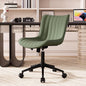 YOUNIKE Armless Home Office Desk Chair with Wheels Compact Comfy Vanity Chair with Adjustable Back Modern Small Leather Upholstered Rolling Swivel Cute Task Drafting Sewing Chair No Arms Olive Green
