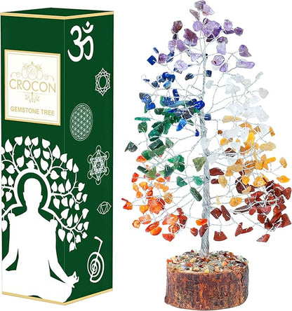 "Seven Chakra Healing Crystals Tree Bonsai Desk Decor for Women Room & Office Decor Spiritual Gift Meditation Crystals Home room decor cute house warming gifts for women Mom Birthday her - 10"""