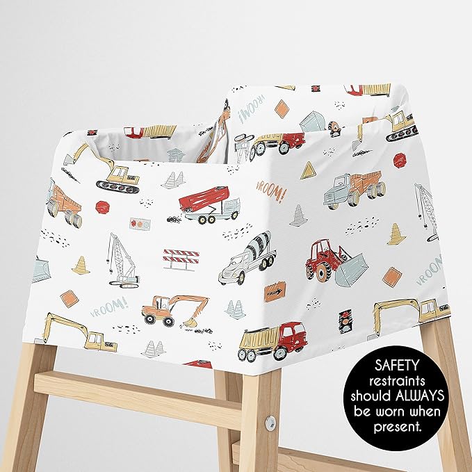 Sweet Jojo Designs Red and Blue Construction Truck Boy Infant Baby Car Seat Cover Nursing Breastfeeding Shopping Cart Stroller Canopy - Grey Yellow Orange Brown Black and White Transportation