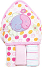 Spasilk Baby Bath Hooded Terry Towel with 3 Washcloths, Baby Bath Essentials, One Size, Pink Fish