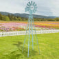 8FT Windmill for Yard Garden Decoration with Weather Vanes，Heavy Duty Outdoor Wind Mills, Large Metal Outdoor Windmill,Weather Resistant,Blue