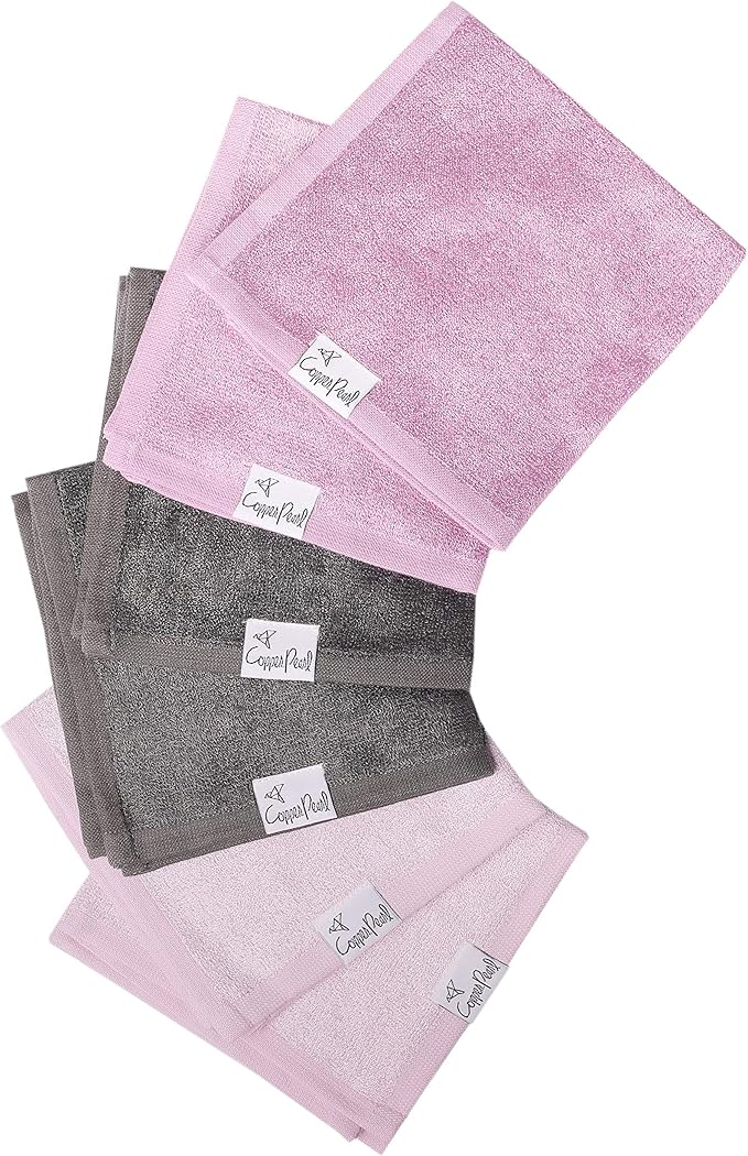 Copper Pearl 6 Ultra Soft Baby Bath Washcloths Premium Large Soft Lily (Purple/Lavender/Gray) 11" x 11" Towels