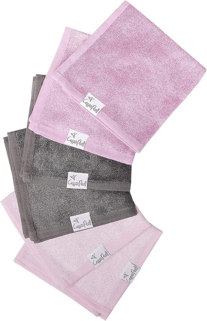 Copper Pearl 6 Ultra Soft Baby Bath Washcloths Premium Large Soft Lily (Purple/Lavender/Gray) 11" x 11" Towels
