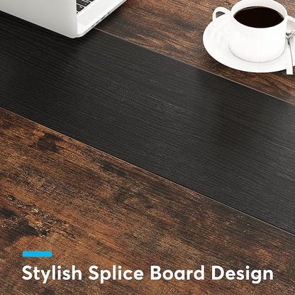 Tribesigns 63” Executive Desk, Large Office Computer Desk with Thicken Frame, Modern Simple Workstation Business Furniture for Home Office, Vintage Brown/Black