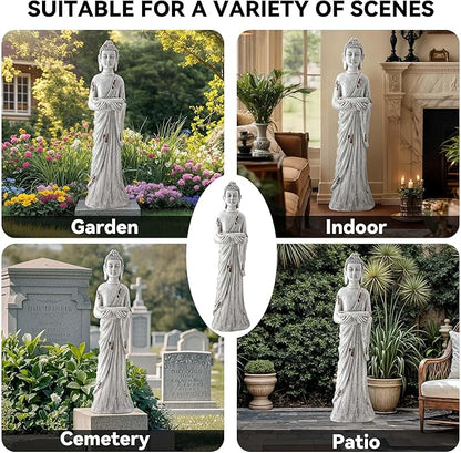 Extra Large Buddha Statue Outdoor, 42 Inch Zen Garden Meditating Buddhas Sculpture, Durable Weatherproof MGO Stone Buddhist Statues Indoor Art Decor for Calm Mind,Patio,Yard,Porch