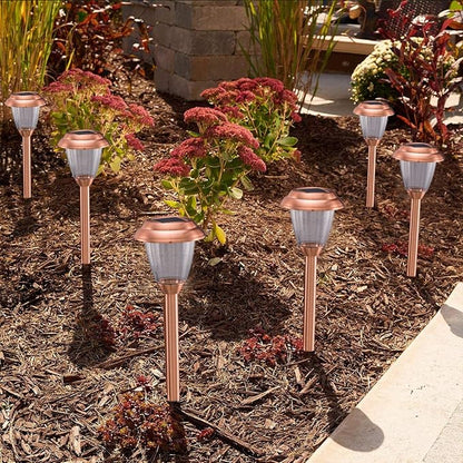 Solar Lights Outdoor - 8 Pack Copper Garden Walkway Lights Solar Powered Waterproof for Garden, Lawn, Yard, Pathway