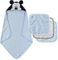 Disney Baby Boys Mickey Mouse Hooded Bath Towel with 3 Washcloths Set for Newborn and Infants