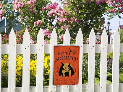 Halloween Decor Black Cat Society Witch Halloween Gothic Decormetal Sign Vintage Tin Sign Party Decoration 8X12 Inch