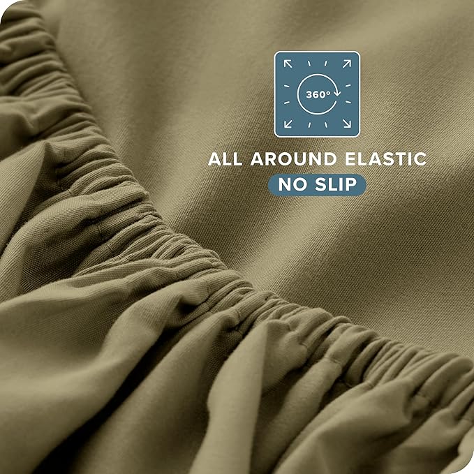 Bare Home Twin Sheet Set - 1800 Ultra-Soft Microfiber Twin Bed Sheets - Double Brushed - Deep Pockets - Easy Fit - Extra Soft - 3 Piece Set - Bedding Sheets & Pillowcases (Twin, Olive)