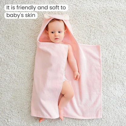 Softan 2 Pack Baby Hooded Towels, Premium Soft Cotton Baby Bath Towels with Hood, Extra Thick and Super Absorbent, Essential for Newborns, Infants and Toddlers (Pink Elephant & White Unicorn)