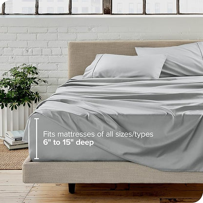 Bare Home Twin Sheet Set - 1800 Ultra-Soft Microfiber Twin Bed Sheets - Double Brushed - Deep Pockets - Easy Fit - 3 Piece Set - Bed Sheets (Twin, French Grey)