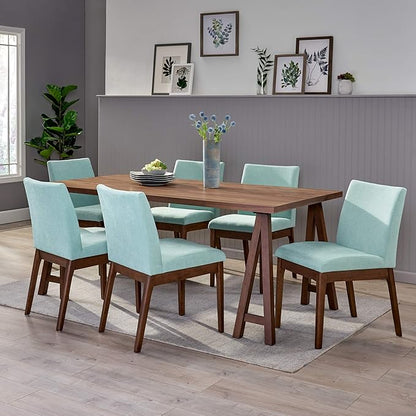Christopher Knight Home Benson Mid-Century Modern 7 Piece Dining Set, Mint and Walnut