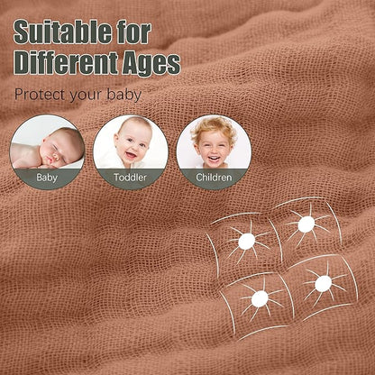 Spotted Play 2 Pack Hooded Baby Towels - 100% Muslin Cotton for Newborns, Infants, Toddlers - Large 32x32 Inch Size - Highly Absorbent and Essential for Newborn Care, Light Bean Paste
