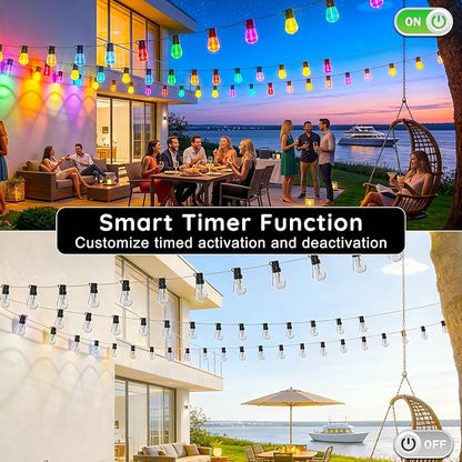 AHRLHR 300FT RGB+IC Outdoor String Lights,Outside Light Dimmable Shatterproof LED Bulbs,Balcony, Outdoor Living， IP67 Waterproof Chasing Effect Lighting DreamColor Patio Strip Lights for Backyard