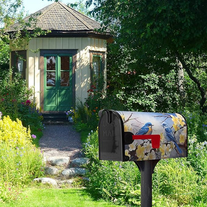 Spring Mailbox Covers Magnetic Large Size Bluebirds Mailbox Post Cover Summer Floral Bird Mail Box Wraps Bluebird Mailboxs Decor Waterproof for Garden Yard Oversized 25.5 X 21 Inch