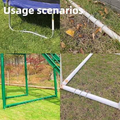 60 Pack Ground Garden Rebar Stakes Rebar 12 Inch Anti-Rust Galvanized Steel J Shape Hook Heavy Duty Ground Anchors for Tents, Position Kits,Fences, and Trampolines Landscape Fabric