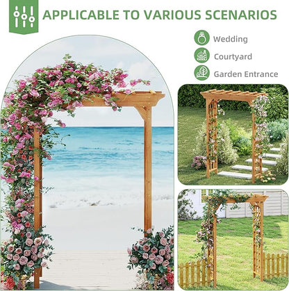 Wood Garden Arbor – Outdoor Wooden Arch Pergola for Garden, Backyard, Patio & Wedding – Durable, Elegant Design for Climbing Plants and Vines