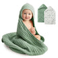 Baby Bath Towels, 100% Muslin Cotton Hooded Baby Towels for Newborn, 2 Pack Baby Towels with Hood for Infant Toddler and Kids, Large 32x32Inch Unisex Bath Essentials, Soft and Absorbent