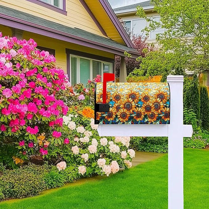 Sunflower Mailbox Covers Magnetic Standard Size Summer Mailbox Cover Fall Vintage Floral Mail Box Covers 21x18 inch Autumn Beautiful Flower Post Letter Box Wraps for Outdoor Garden Decor