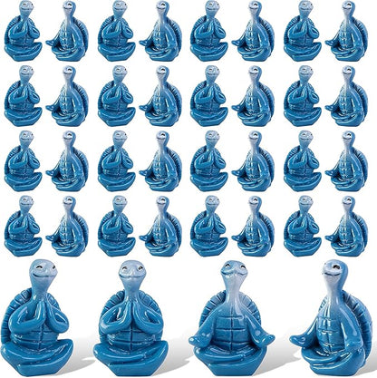 Watayo 24 Pcs Mini Sea Turtle Meditation Yoga Figurines, Miniature Zen Yoga Turtle Resin Statue, Coastal Beach Tiny Meditating Turtles Decor for Home Office Table Garden Decor Gifts DIY Crafts