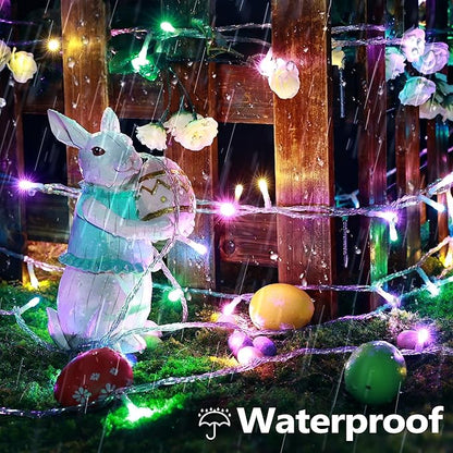 Joomer Easter String Lights 65FT 200 LED String Lights with 8 Modes Timer Connectable Waterproof Plug-in Indoor Outdoor Pastel Fairy lights for Easter Decorations