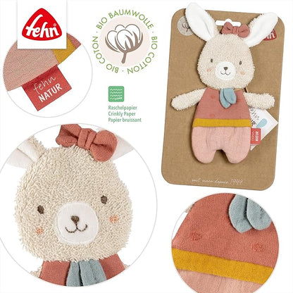 Fehn FehnNATUR rustling Rabbit - Activity Soft Toy for Grasping and Playing - Motor Skills Toys & Rustling Toys for Babies and Young Children from 0+ Months