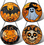 Stained Glass Window Hanging 4 Pcs Set Ghost Pumpkin bat Gothic Decor 7.8" - Horror Halloween Suncatcher Door Garden Sun Catcher Birthday White Elephant Gifts for Mom Woman Men Friend
