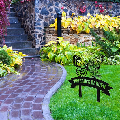 Personalized Metal Garden Sign with Stake, Custom Garden Decor for Outdoor, Custom Family Name Sign, Patio Decorations, Lawn Art, Farmhouse Decorative, Housewarming Gift (CstmDesign7)